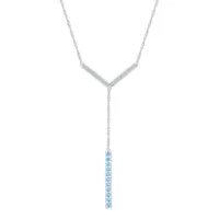 Womens 1/10 CT. T.W. Genuine Blue Topaz Sterling Silver Y Necklace