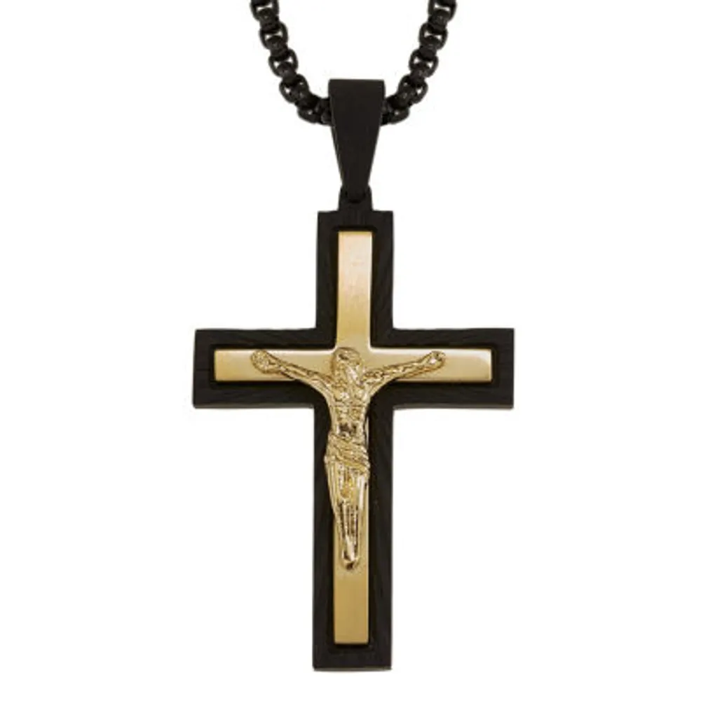 Mens 1/2 CT. T.W. Mined Black Diamond Sterling Silver Cross Pendant Necklace  - JCPenney