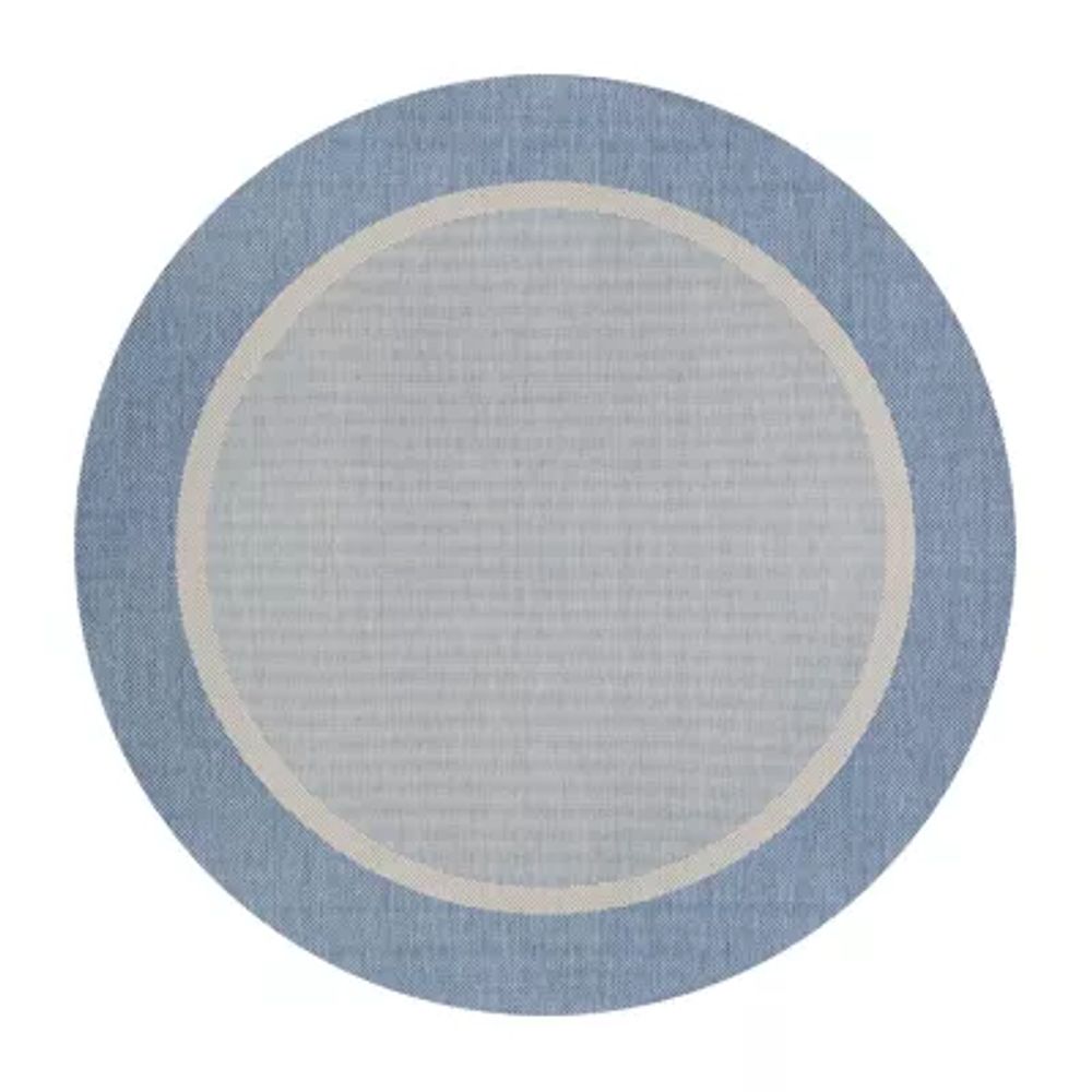 Couristan Stria Texture Bordered Indoor Outdoor Round Area Rug