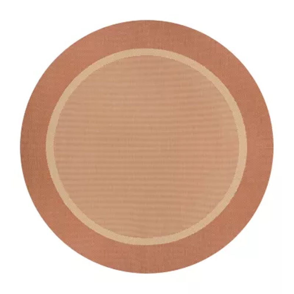 Couristan Stria Texture Bordered Indoor Outdoor Round Area Rug