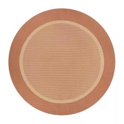 Couristan Stria Texture Bordered Indoor Outdoor Round Area Rug