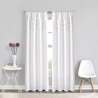 CHF Chevron Ruffle Light-Filtering Rod Pocket Single Curtain Panel