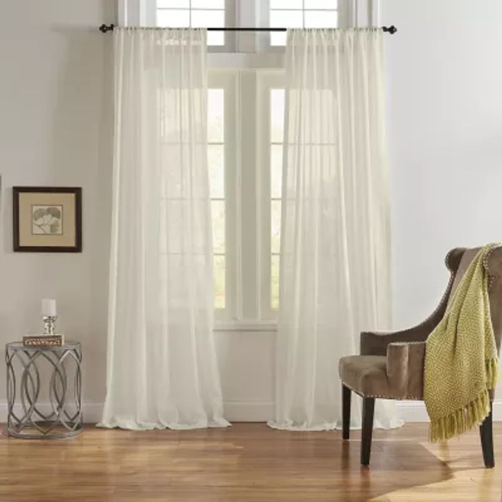 Elrene Home Fashions Asher Sheer Rod Pocket Single Curtain Panel
