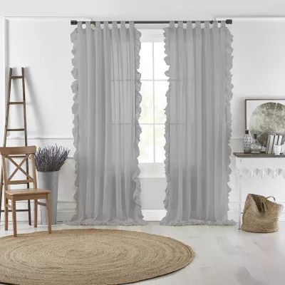 Elrene Home Fashions Bella Sheer Tab Top Single Curtain Panel