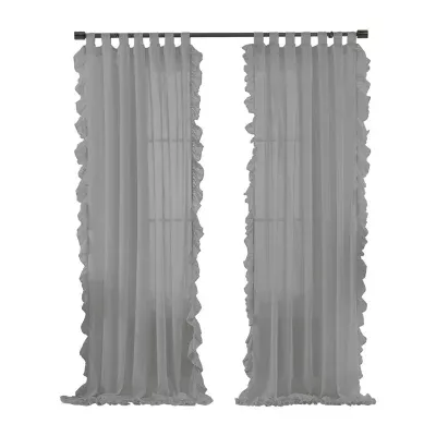 Elrene Home Fashions Bella Tab Top Sheer Single Curtain Panels