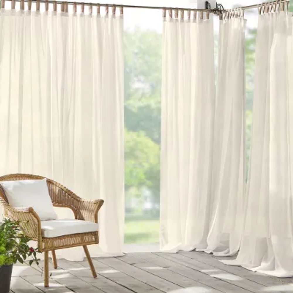 Elrene Home Fashions Darien Sheer Tab Top Single Outdoor Curtain Panel