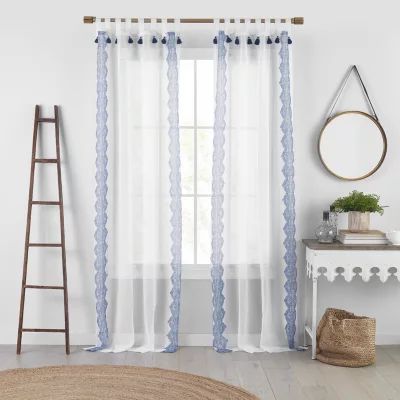 Elrene Home Fashions Shilo Tab Top Sheer Single Curtain Panel