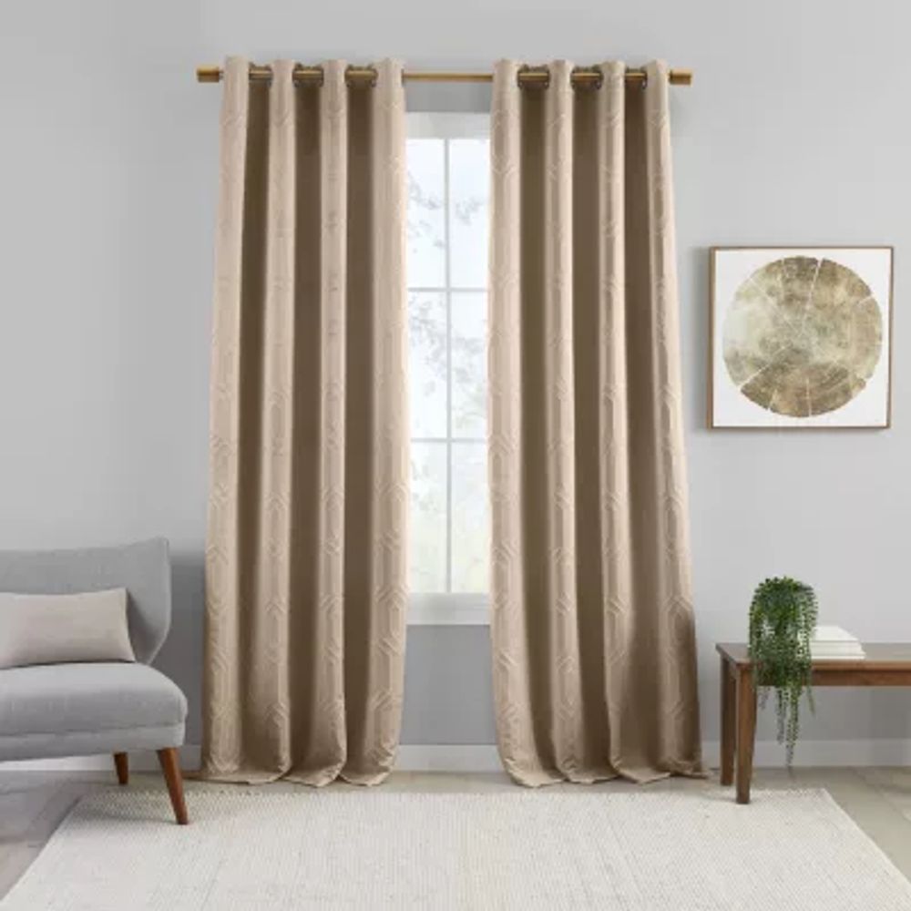 Elrene Home Fashions Huxley Energy Saving Blackout Grommet Top Single Curtain Panel