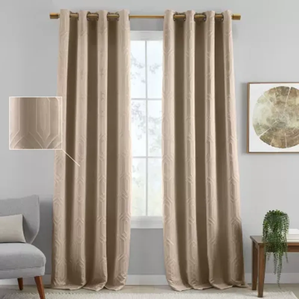 Elrene Home Fashions Huxley Grommet Top Energy Saving Blackout Single Curtain Panels