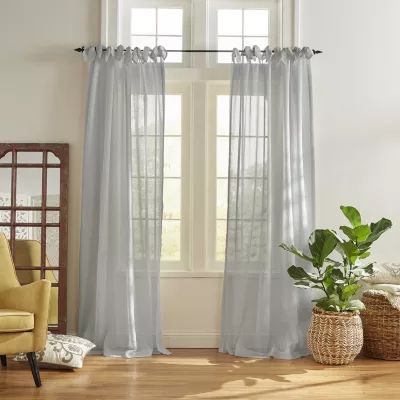 Elrene Home Fashions Vienna Tie Top Sheer Single Curtain Panels