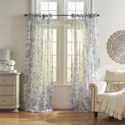 Elrene Home Fashions Westport Tie Top Sheer Single Curtain Panel