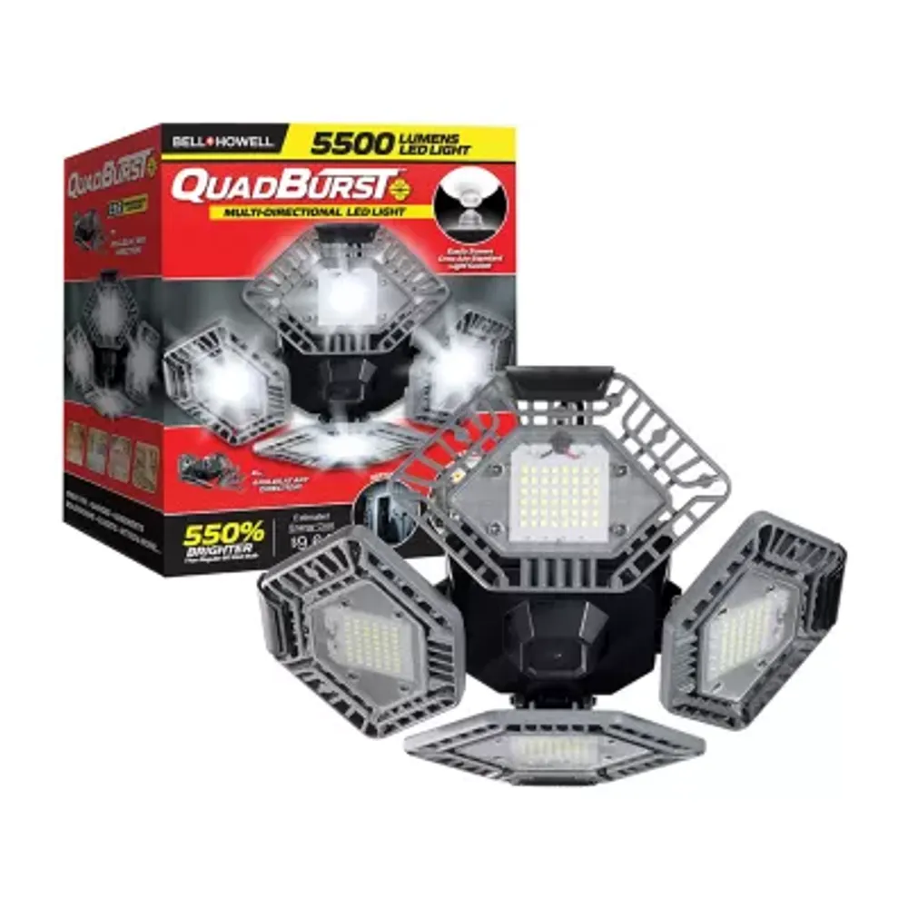 Bell + Howell Quadburst 5500 Lumens 4 Multi-Directional High Intensity Lighting Panels for Indoor and Outdoor, Shop, Ceiling, and Garage Lighting