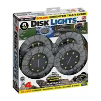 Bell + Howell Solar Powered Stone Outdoor Disk Lights with 8 LED - 4 Pack