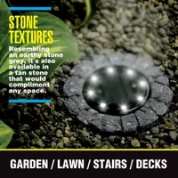 Bell + Howell Solar Powered Stone Outdoor Disk Lights with 8 LED - 4 Pack