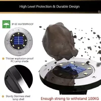 Bell + Howell 8 LED Super Bright Solar Powered Round Disk Light with Auto On/Off Lighting and Waterproof Rust-Free Stainless Tops - 8 Pack