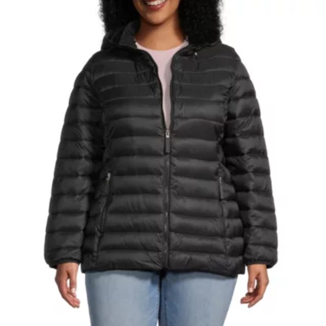 st john's bay hooded packable lightweight puffer jacket