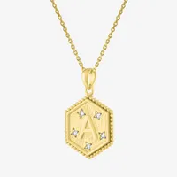 Diamond Addiction Intial "A" Womens 2-pc. Accent Mined White 14K Gold Over Silver Necklace Set