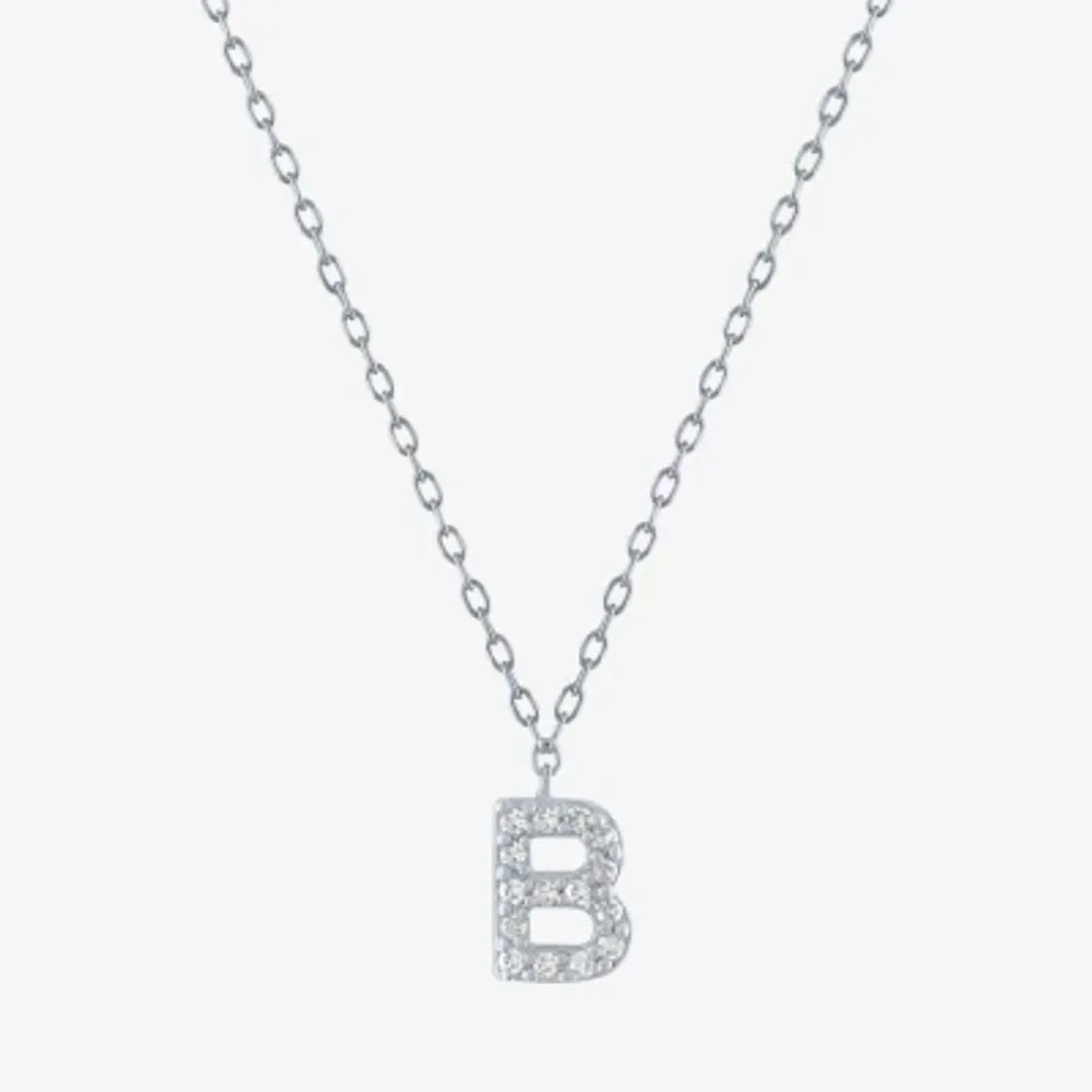Lab-Grown (G-H / SI2-I1) Diamond Accent Initial Pendant Sterling Silver