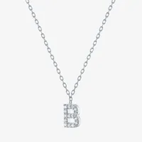 Lab-Grown (G-H / SI2-I1) Diamond Accent Initial Pendant Sterling Silver