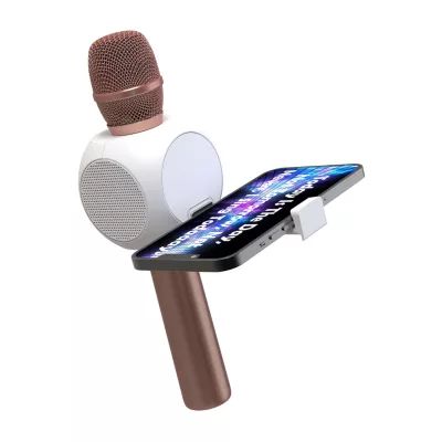 Iconic Bluetooth Karaoke Microphone, Rechargeable Microphone and Speaker with Smartphone Holder