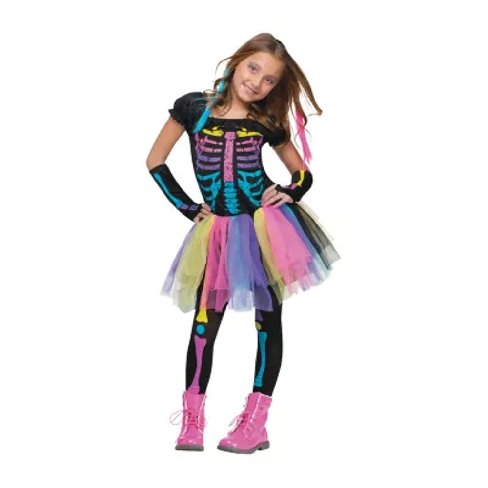 Little & Big  Girls Funky Punky Bones Tutu Costume