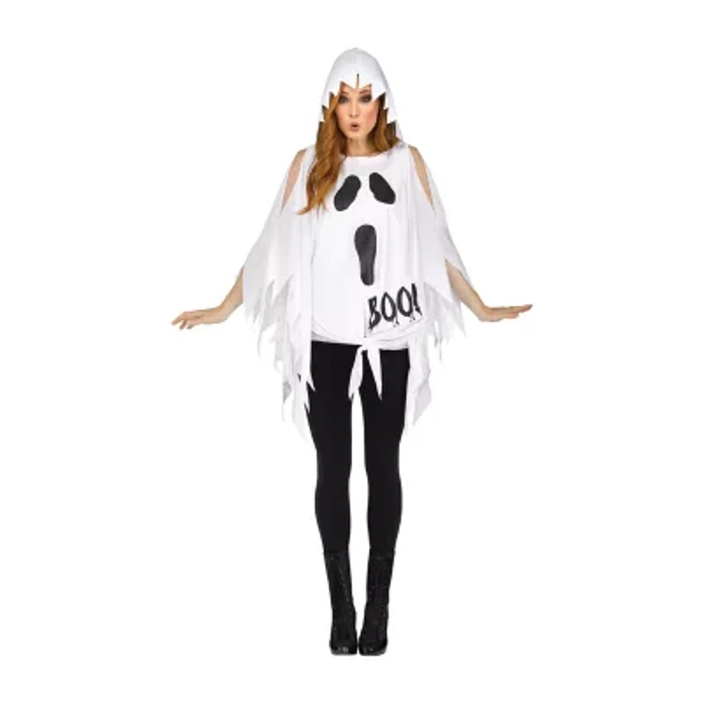 Womens Ghost Print Poncho Costume