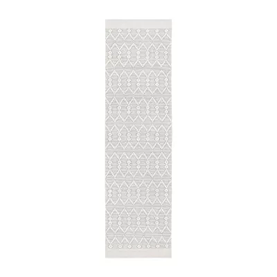 Martha Stewart Aria Bordered Loomed Washable 27" X 96" Indoor Rectangular Runner