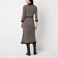 Studio 1 Womens 3/4 Sleeve Midi Sweater Dress