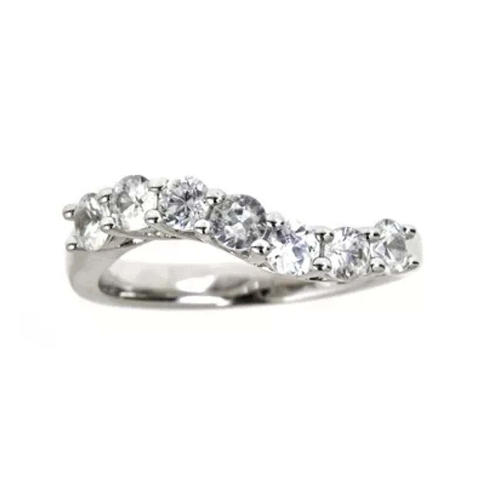 LIMITED QUANTITIES  Genuine White Zircon Sterling Silver Wave Ring