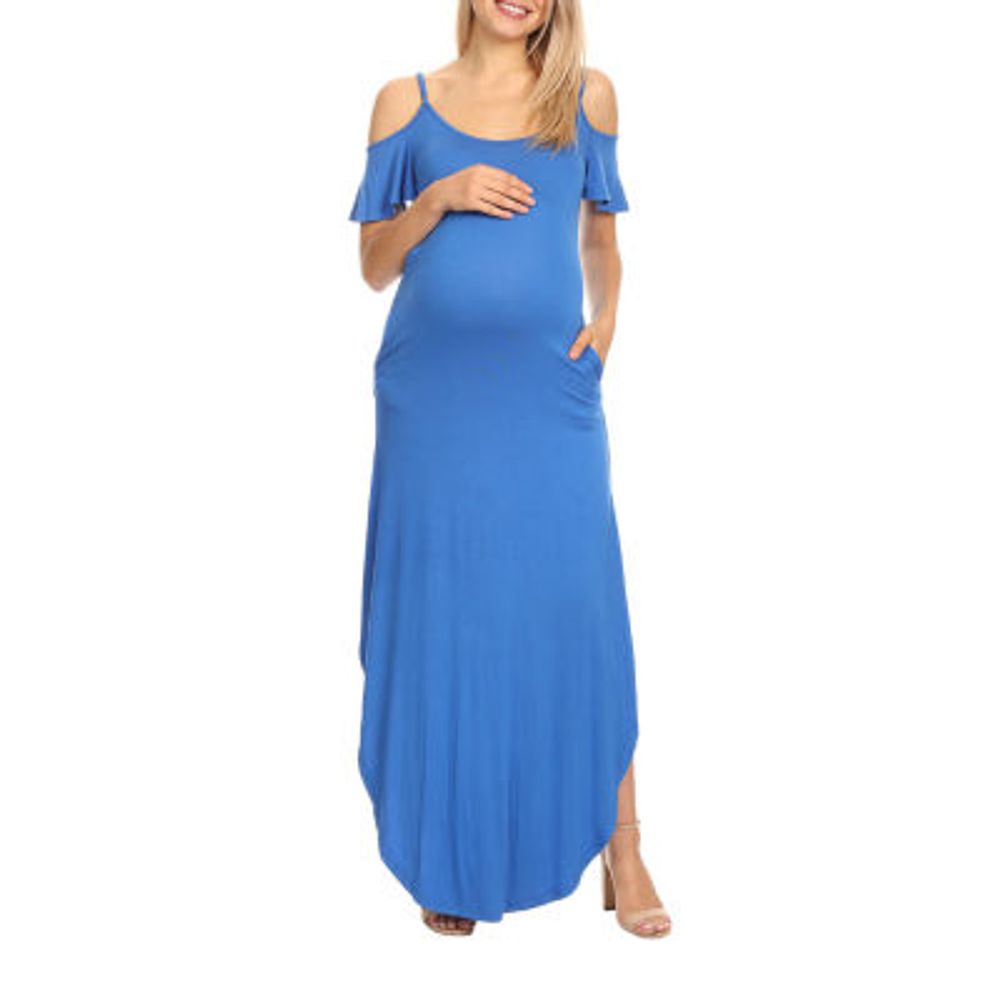 White Mark Womens Short Sleeve Maxi Dress Maternity