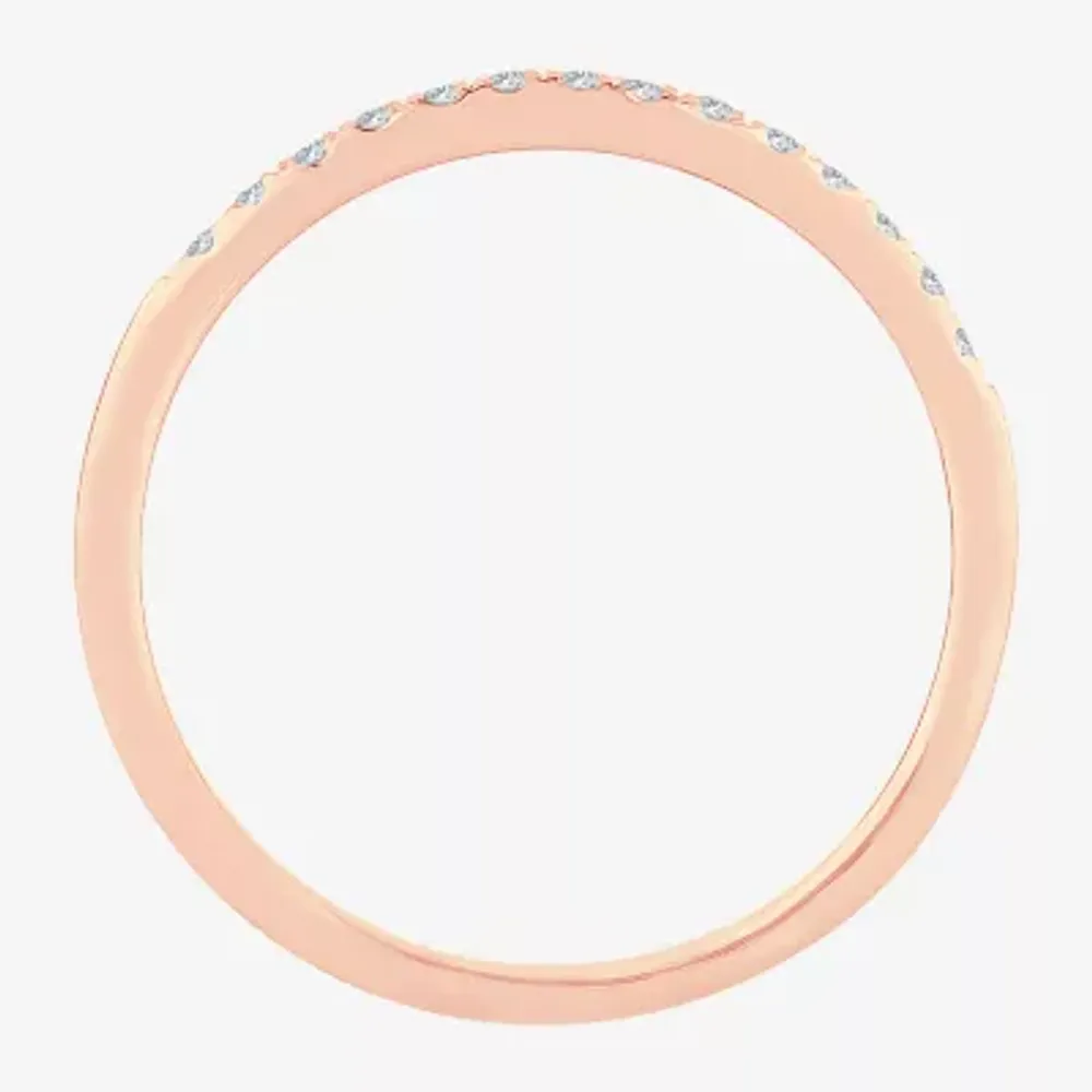 Diamond Accent Natural White 10K Rose Gold Wedding Band