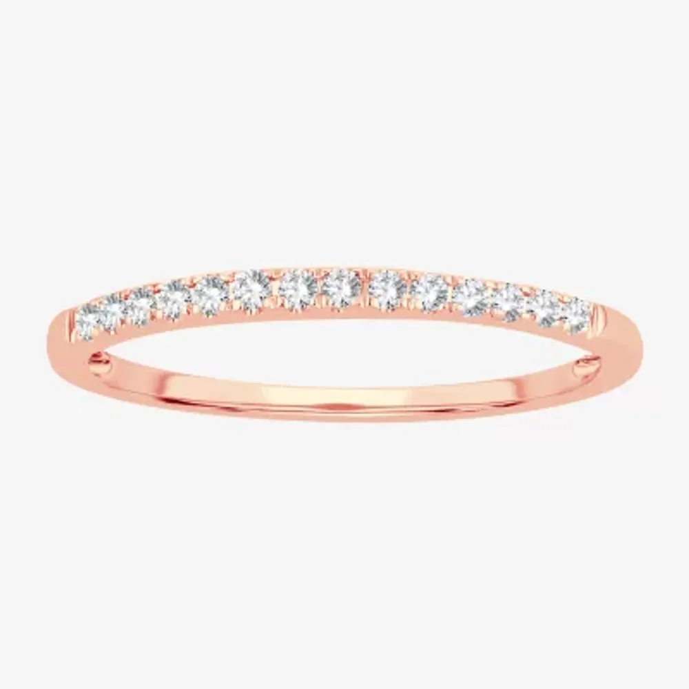 Diamond Accent Natural White 10K Rose Gold Wedding Band