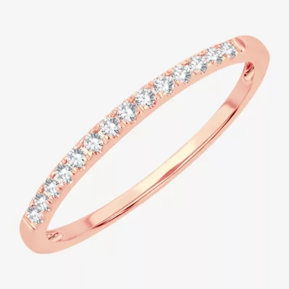 Diamond Accent Natural White 10K Rose Gold Wedding Band