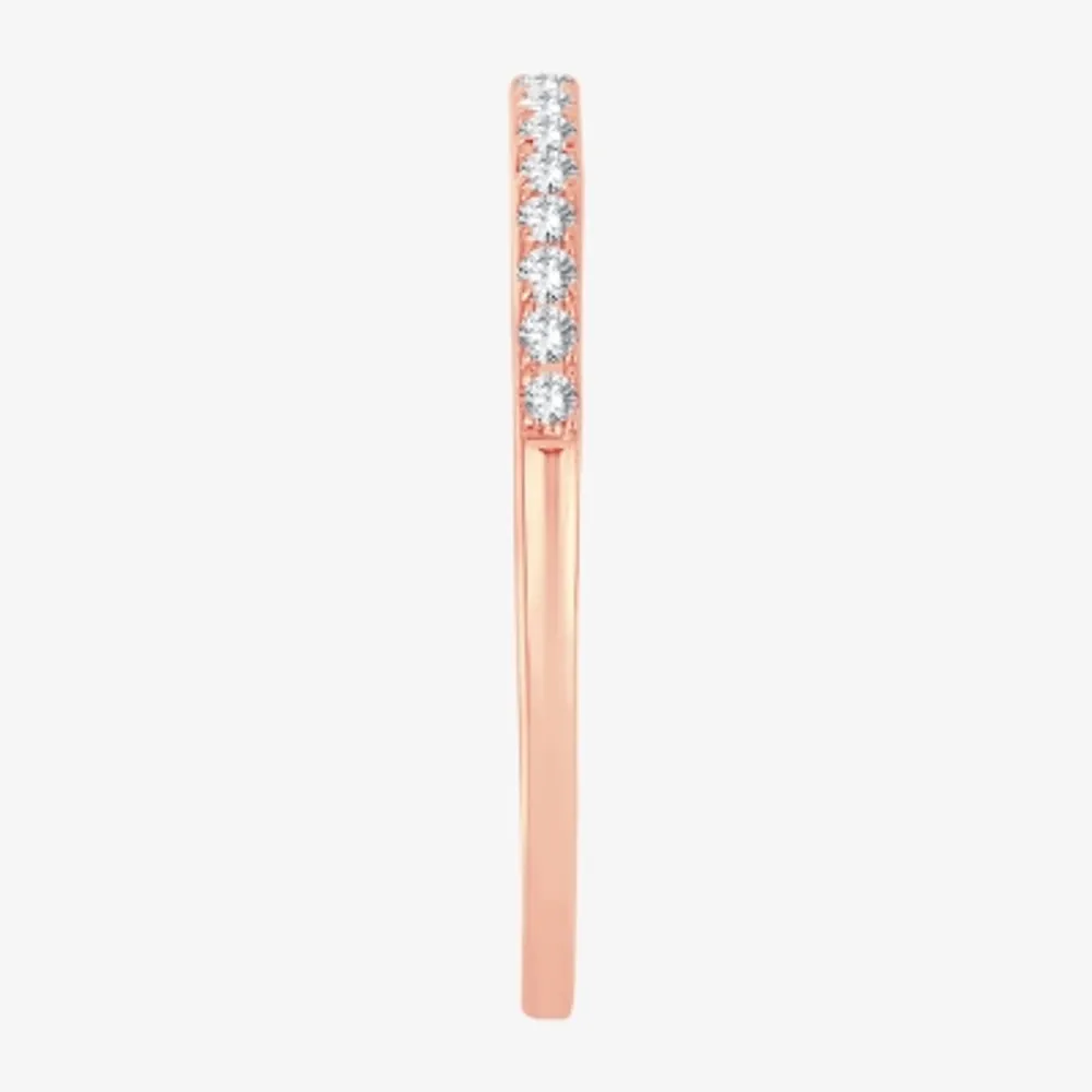 Diamond Accent Natural White 10K Rose Gold Wedding Band