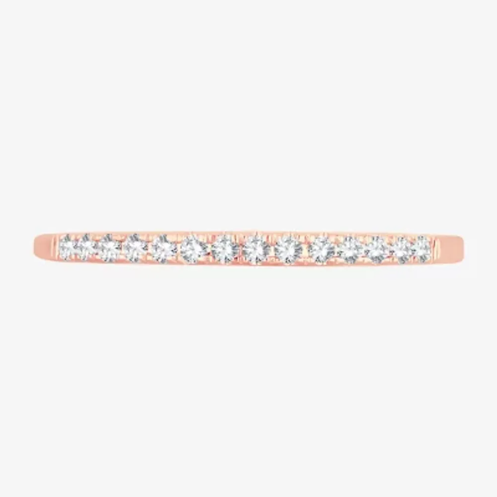 Diamond Accent Natural White 10K Rose Gold Wedding Band