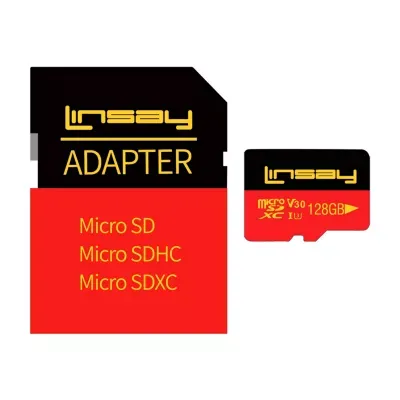 New LINSAY High Speed Micro SD CARD 128 GB V30 4K ULTRA HD with Adaptor