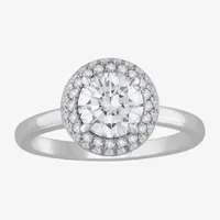 H-I / Si1) Womens 1 3/ CT. T.W. Lab Grown White Diamond 14K Gold Round Halo Engagement Ring