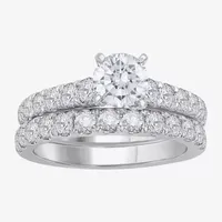 (H-I / Si1) Womens 2 1/2 CT. T.W. Lab Grown White Diamond 14K Gold Round Side Stone Bridal Set