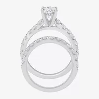 (H-I / Si1) Womens 2 1/2 CT. T.W. Lab Grown White Diamond 14K Gold Round Side Stone Bridal Set