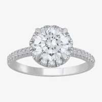 H-I / Si1) Womens 1 1/ CT. T.W. Lab Grown White Diamond 14K Gold Round Side Stone Engagement Ring