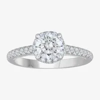 (H-I / Si1) Womens 1 3/8 CT. T.W. Lab Grown White Diamond 14K Gold Round Solitaire Side Stone Engagement Ring