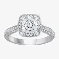 (H-I / Si1) Womens 1 1/3 CT. T.W. Lab Grown White Diamond 14K Gold Cushion Halo Engagement Ring