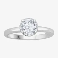 (H-I / Si1) Womens 1 1/7 CT. T.W. Lab Grown White Diamond 14K Gold Round Solitaire Halo Engagement Ring