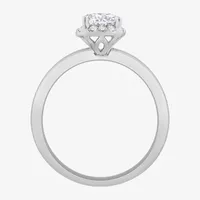 (H-I / Si1) Womens 1 1/7 CT. T.W. Lab Grown White Diamond 14K Gold Round Solitaire Halo Engagement Ring