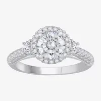 (H-I / Si1) Womens 1 3/4 CT. T.W. Lab Grown White Diamond 14K Gold Oval Round Halo Engagement Ring