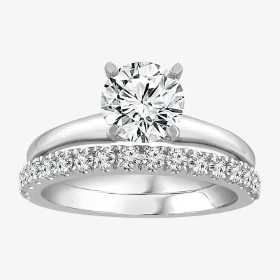 (H-I / SI2-I1) Womens 2  CT. T.W. Lab-Grown White Diamond 10K or 14K Gold Round Solitaire Bridal Set