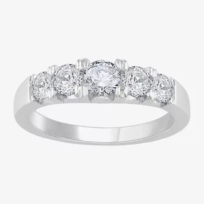 (H-I / Si1) 1 CT. T.W. Lab Grown White Diamond 14K Gold 5-Stone Anniversary Band