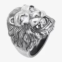 Unisex Adult White Cubic Zirconia Sterling Silver Signet Ring