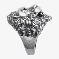 Unisex Adult White Cubic Zirconia Sterling Silver Signet Ring