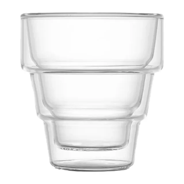 JoyJolt Swish Double Old Fashioned Tumblers - 10 oz - Set of 4 - Clear